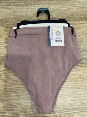 High-Waist Thong Bikini Set - Mauve & Black & White